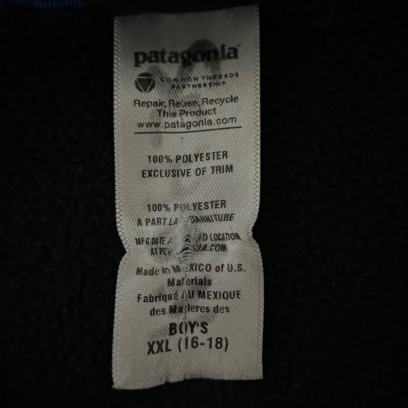 Patagonia Boy XXL (16-18) Navy Blue Synchilla Fleece Full Zip Jacket - Picture 5 of 5